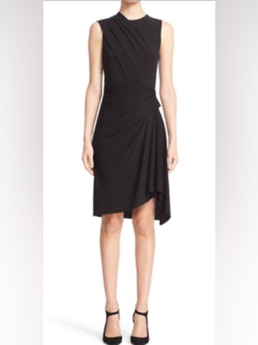 Alexander Wang Sleeveless Draped Black Jersey Dress Size 0